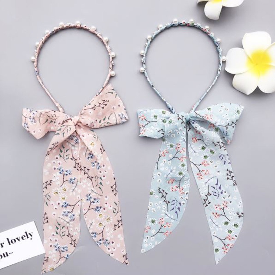 bando bandana pita sweet pearl bow tie headband (4E1) jba032