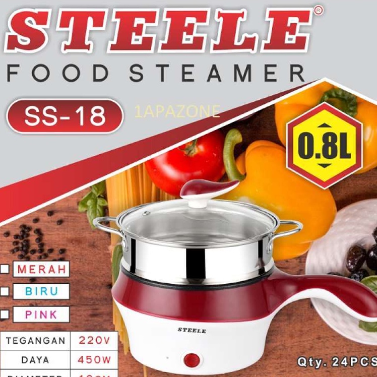 Steamer Steel / Alat Pengukus Elektrik / Food Steamer Steel SS18