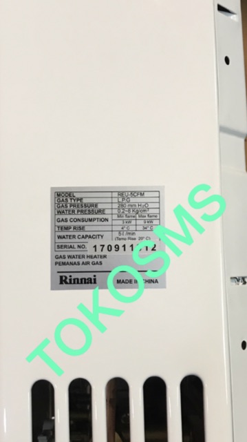 water heater gas rinnai REU-5CFM dan REU5CFM pengganti seri REU-5CFC pemanas reu 5 cfm