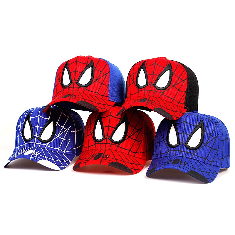 Topi Baseball Motif Print Kartun Spiderman Bahan Katun Gaya Hip Hop Untuk Anak Laki-Laki / Perempuan