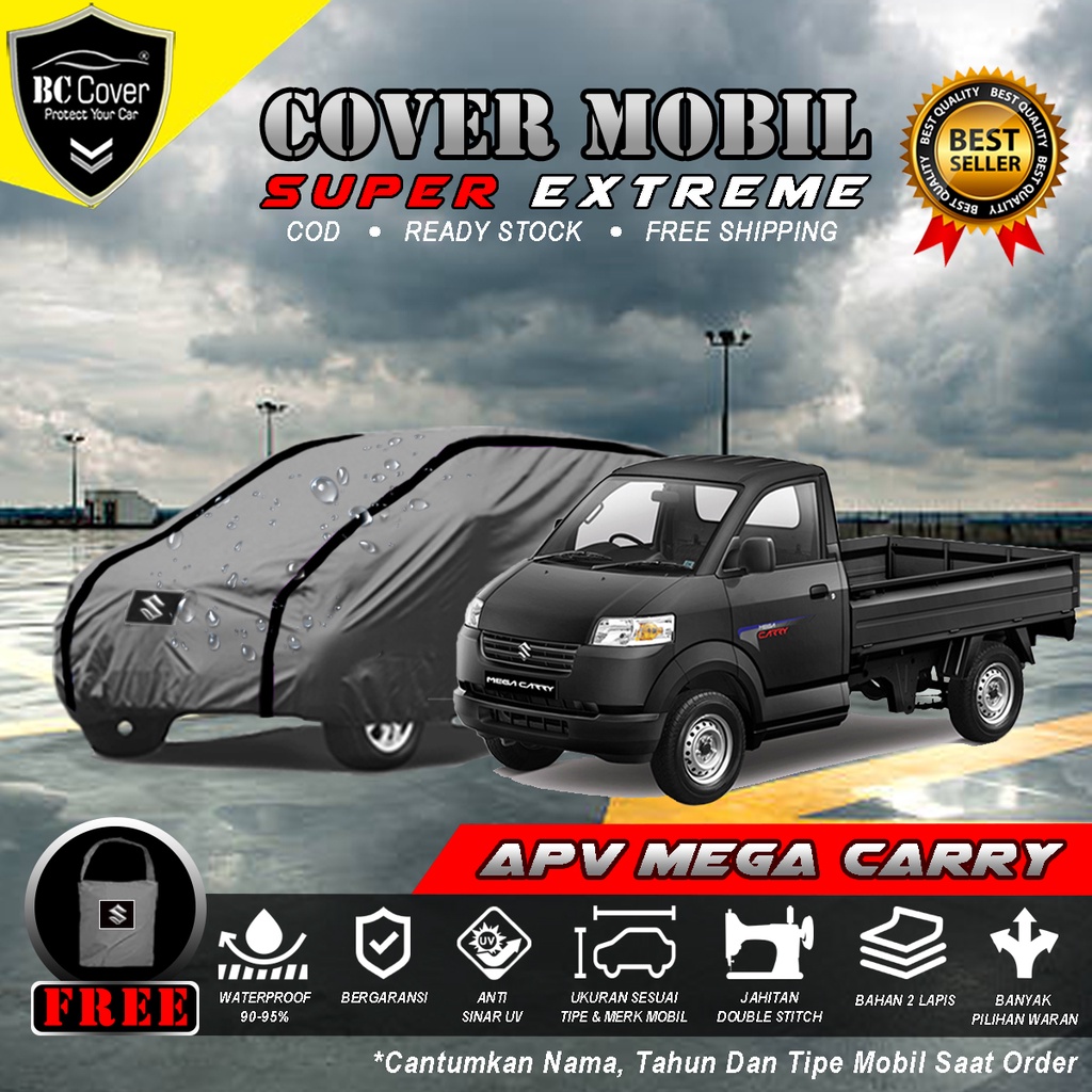 Body Cover Mobil APV Mega Carry Outdoor Waterproof / Sarung Mobil Suzuki APV Mega Carry Waterproof / Selimut Tutup Mobil Suzuki APV Mega Carry Pick Up Penutup Mantol Kerudung Mantel Mobil APV Pick Up Waterproof Outdoor Anti Air