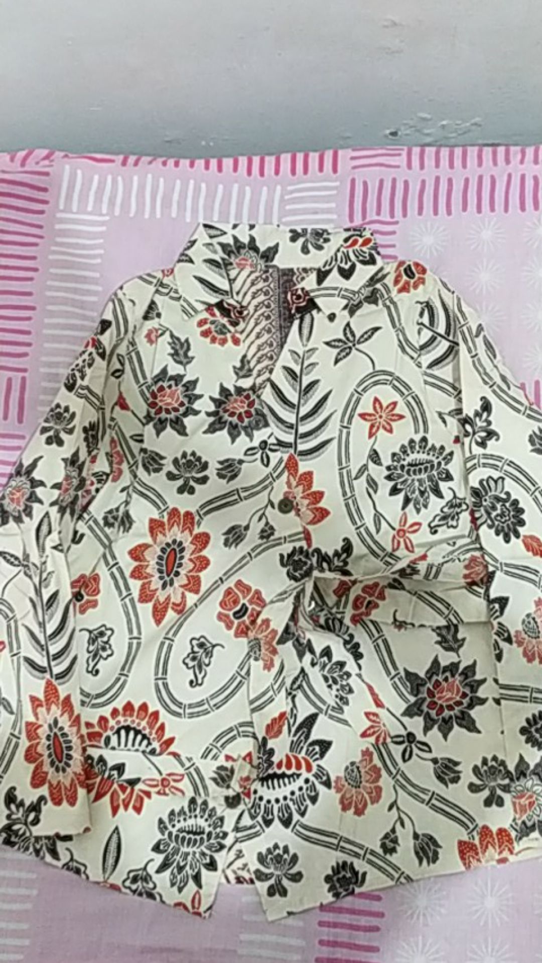 89 Bb Atasan Batik Wanita Lengan Panjang Model Kimono Pita U/ Muslimah & Hijaber Bahan Katun Strecth