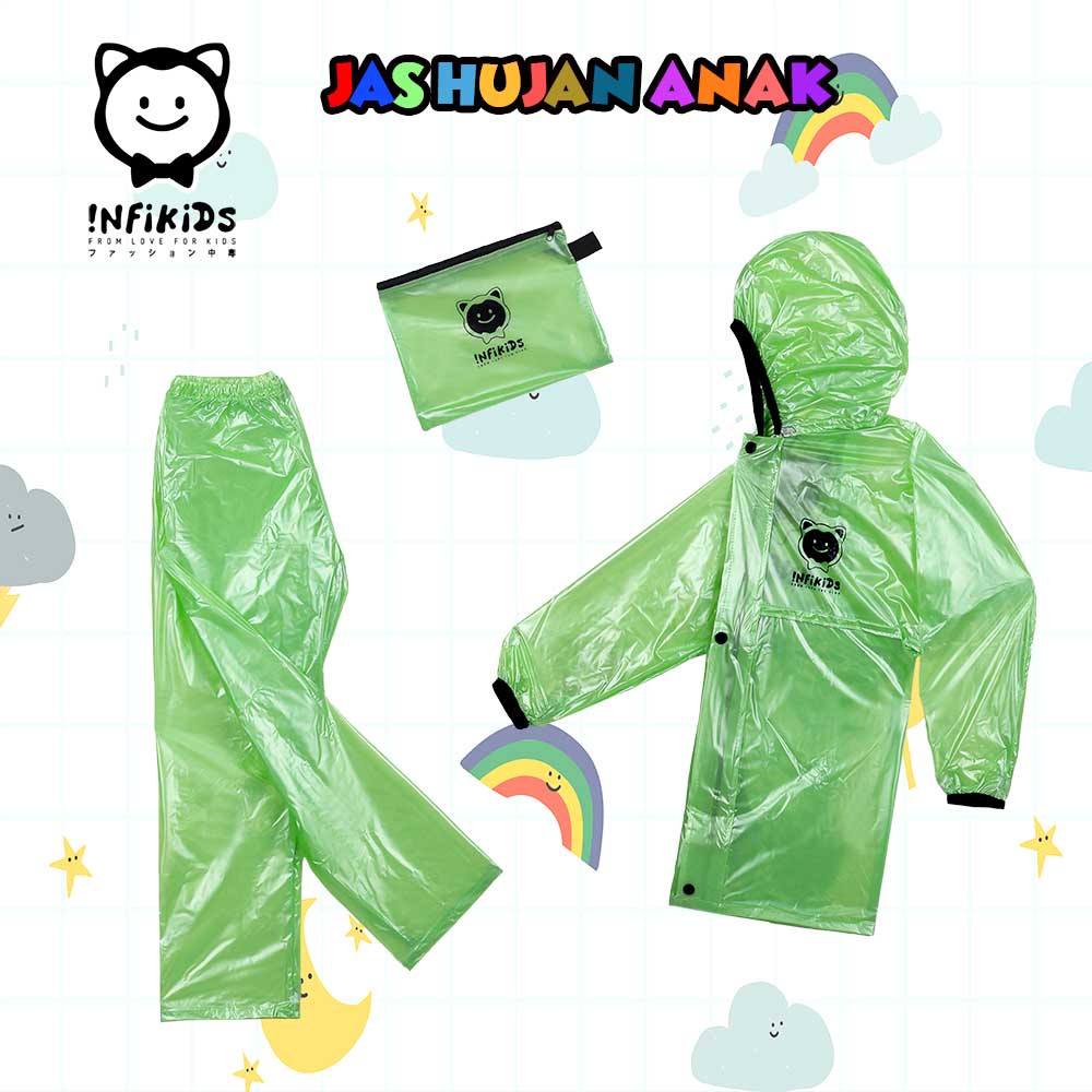 Infikids Jas Hujan Anak Tanggung Setelan Atasan Jaket Celana Karakter 7, 8, 9, 10 Tahun Inficlo Kids