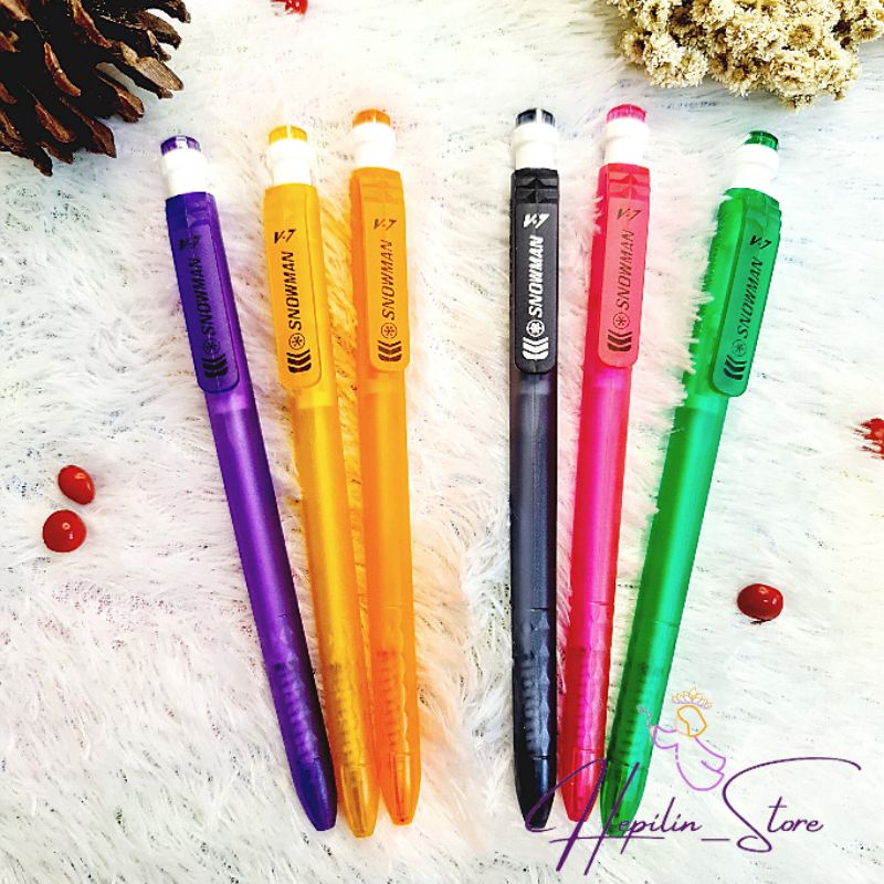 

Bolpen Ballpoint Pulpel Snowman V7 Hitam Satuan / Bolpoin Snowman V7