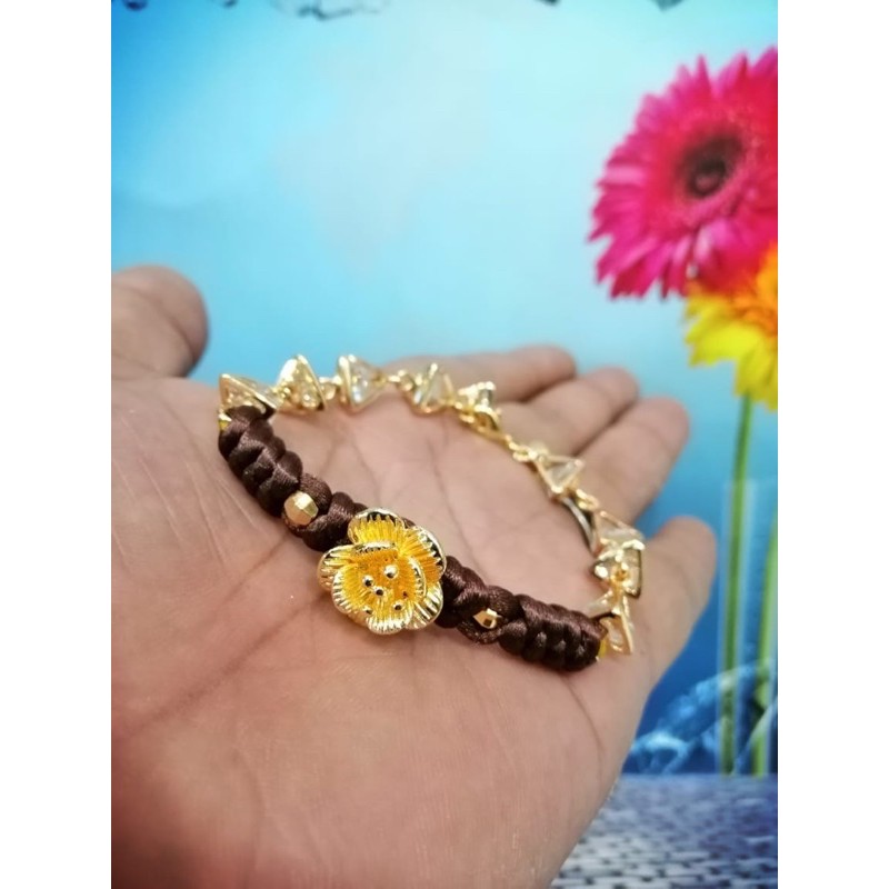 gelang tangan wanita //gelang permata //gelang rajut //perhiasan lapis emas emas