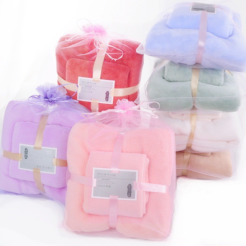 Handuk Set 2in1 Handuk Mandi dan Handuk Wajah Dewasa Handuk Warna Set 2 Pcs Cotton Towel