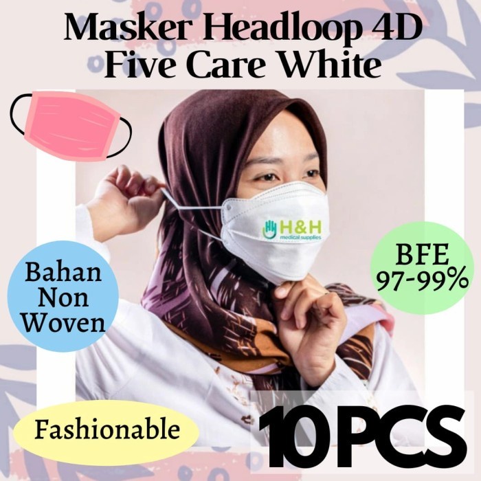 KESEHATAN PERLENGKAPAN MEDIS MASKER FIVE CARE 4D HEADLOOP / MASKER JILBAB FIVE CARE 4D / HEADLOOP