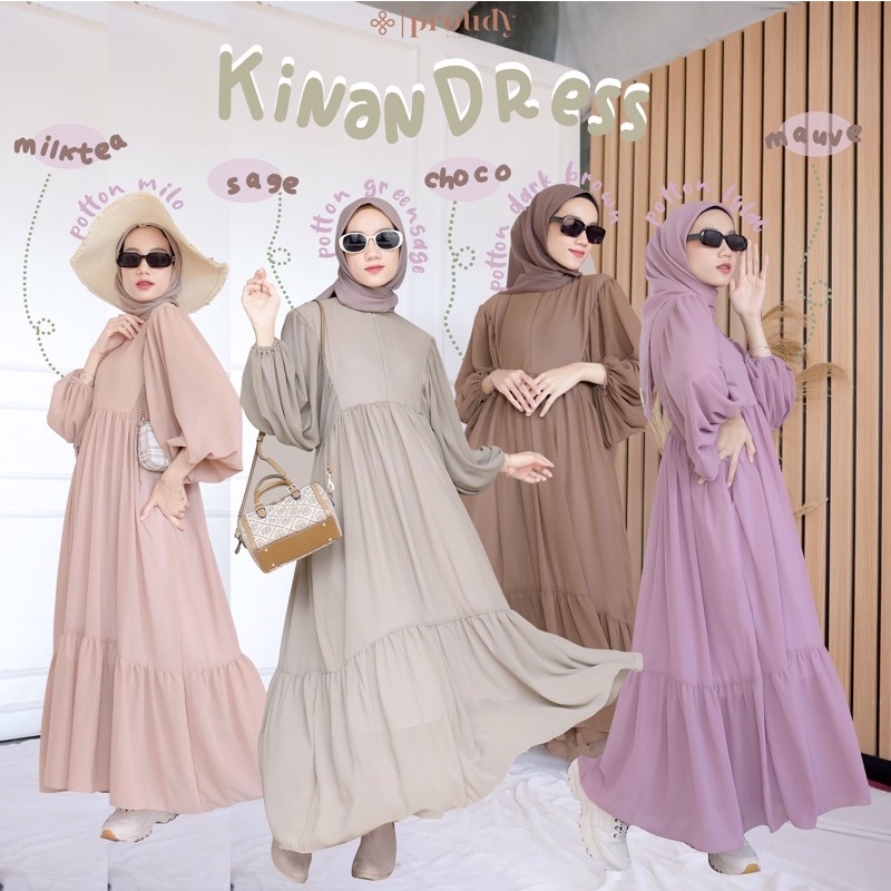 Kinan Dress / Dress Kekinian / Dress Simple / Dress Polos / Gamis Terbaru / Gamis Busui / Fashion Wanita