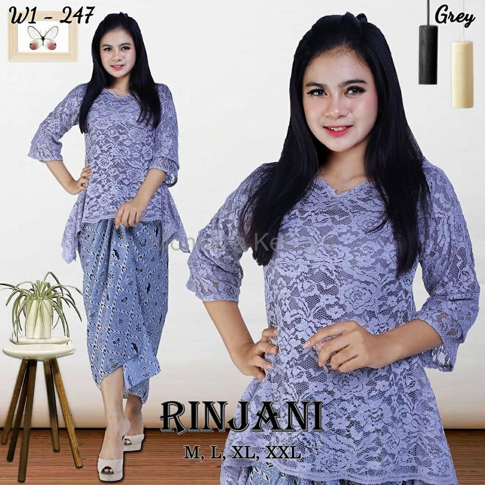 New Collection dan exlusive Set kebaya brukat rinjani Grey