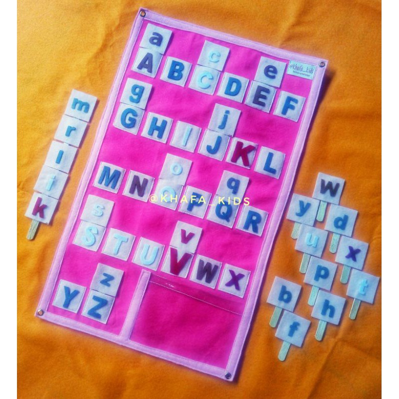 POSTER FLANEL MENCOCOKAN ALFABET BESAR KE KECIL | MATCHING ALFABET | MENCOCOKAN ABJAD