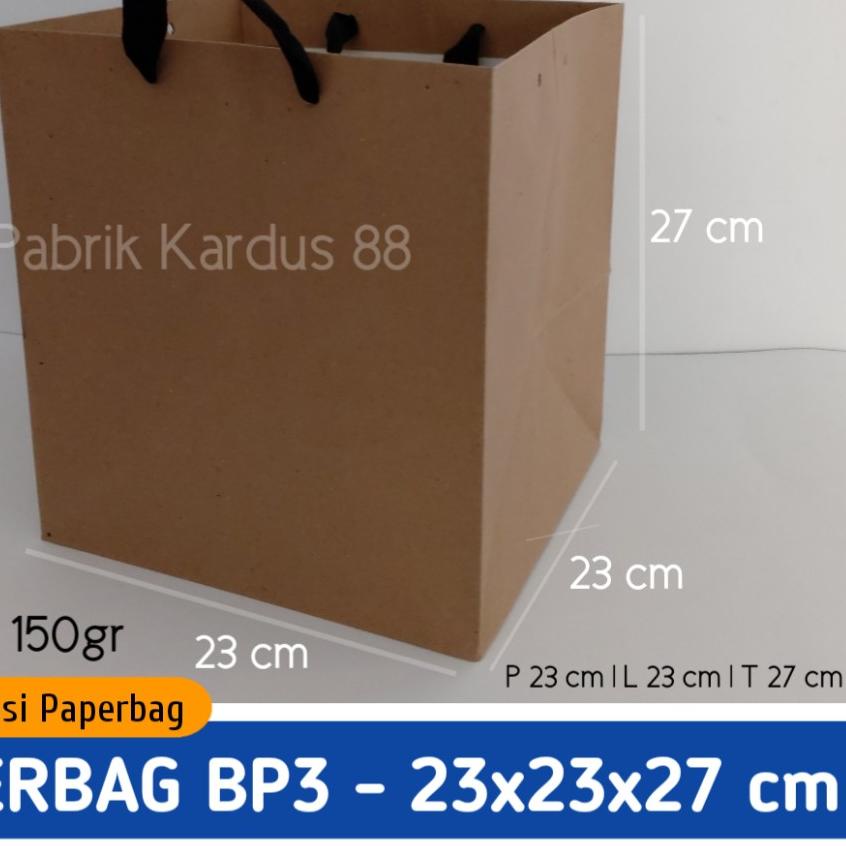 

✽ ISI 12 BIJI paper bag murah box nasi 23x23x27 bp3 | goodie bag | tas berkat kertas ۩