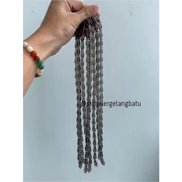 manik ujung kepala tasbih GUCI SMOKY bening kreasi kalung gelang 8mm