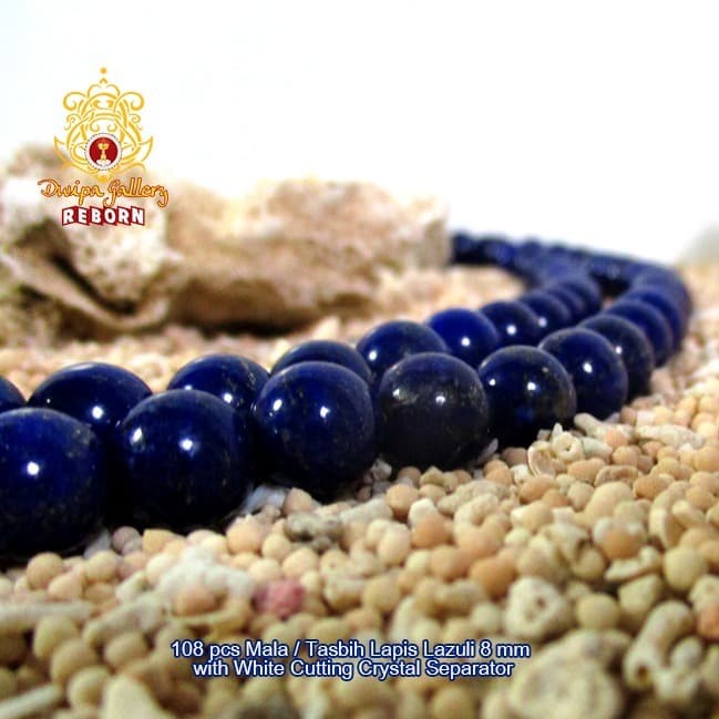 108 pcs Mala / Tasbih Lapis Lazuli 8 mm with White Cutting Crystal