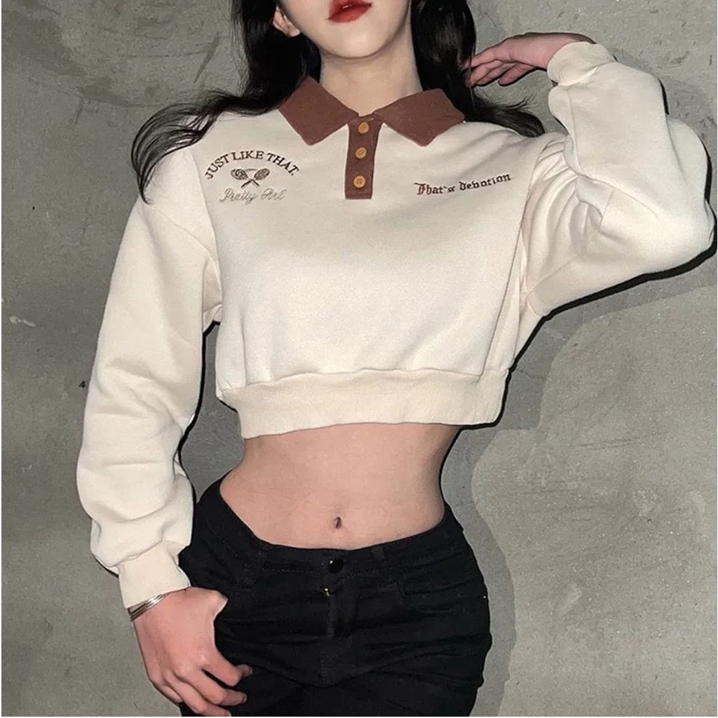 PAKAIAN WANITA / JUST LIKE THAT SWEATER KERAH WANITA / SWEATER CROP WANITA