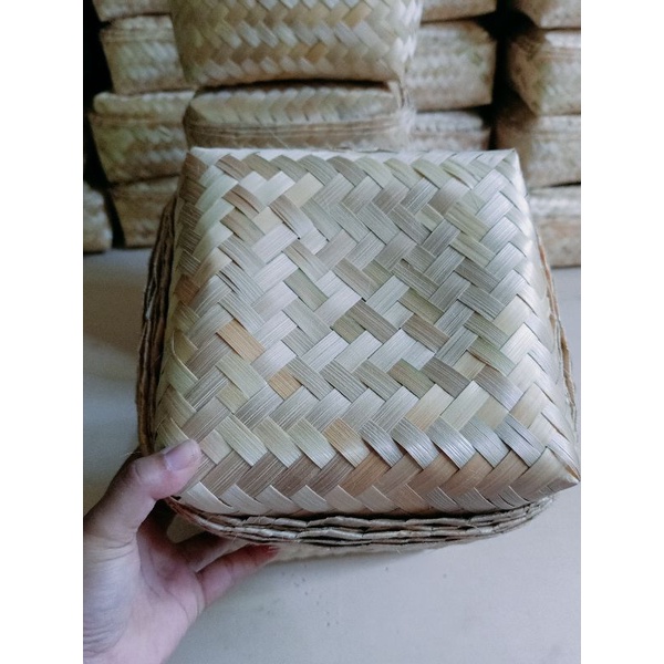 

[ Halodul ] besek bambu 18x18 harga sepasang kotak nasi box Hampers dll