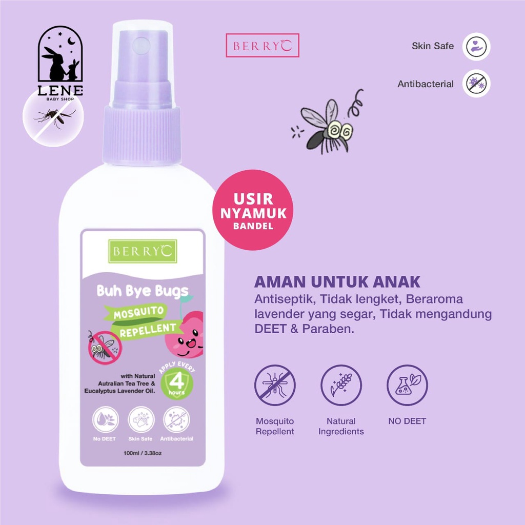 Berry C Buh Bye Bugs Mosquito Repellent 100ML - Anti Nyamuk untuk Anak