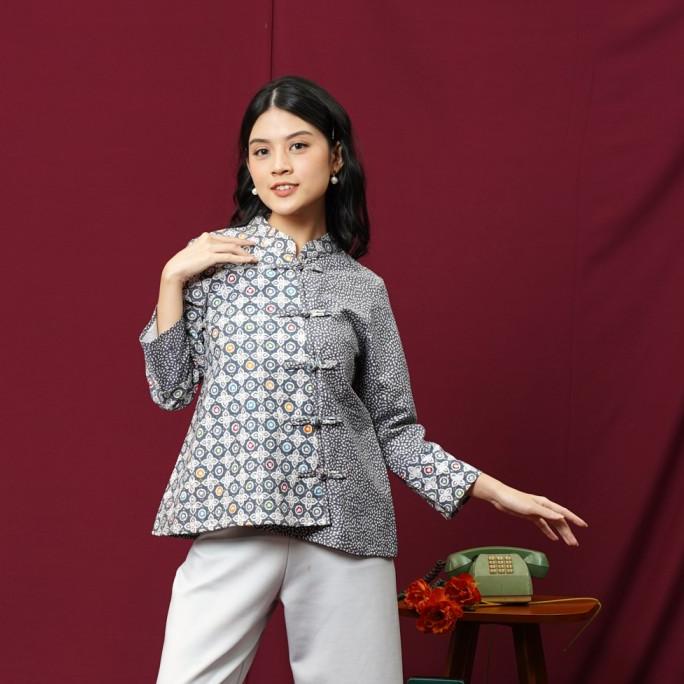 NONA RARA-Vivi Wng Reply T1372,Baju atasan kerja blouse batik wanita