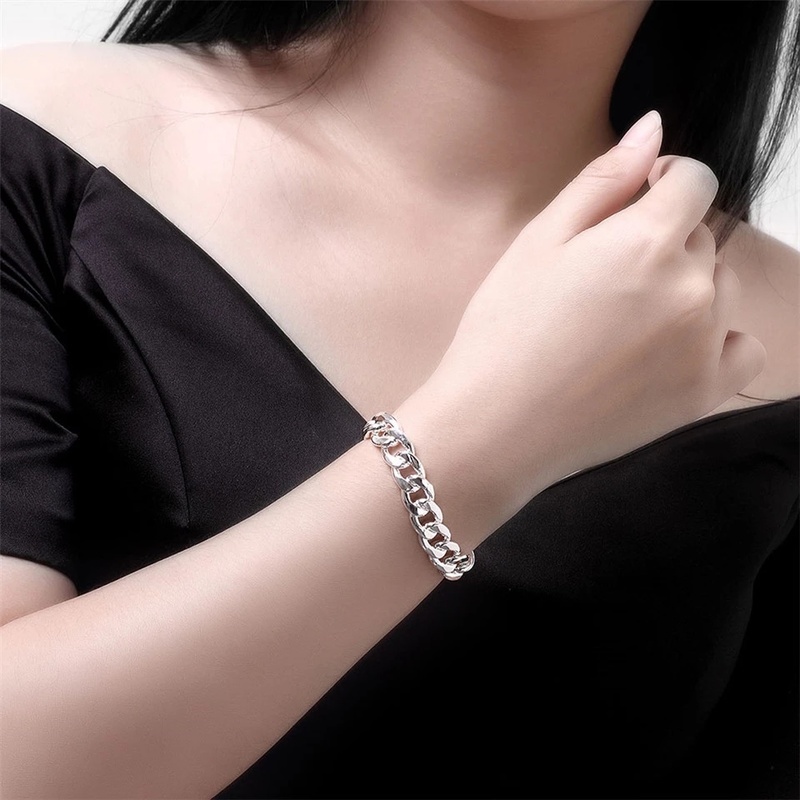 1pc Gelang Rantai Tebal Bahan Metal Gaya Punk Gothic Casual Untuk Pria