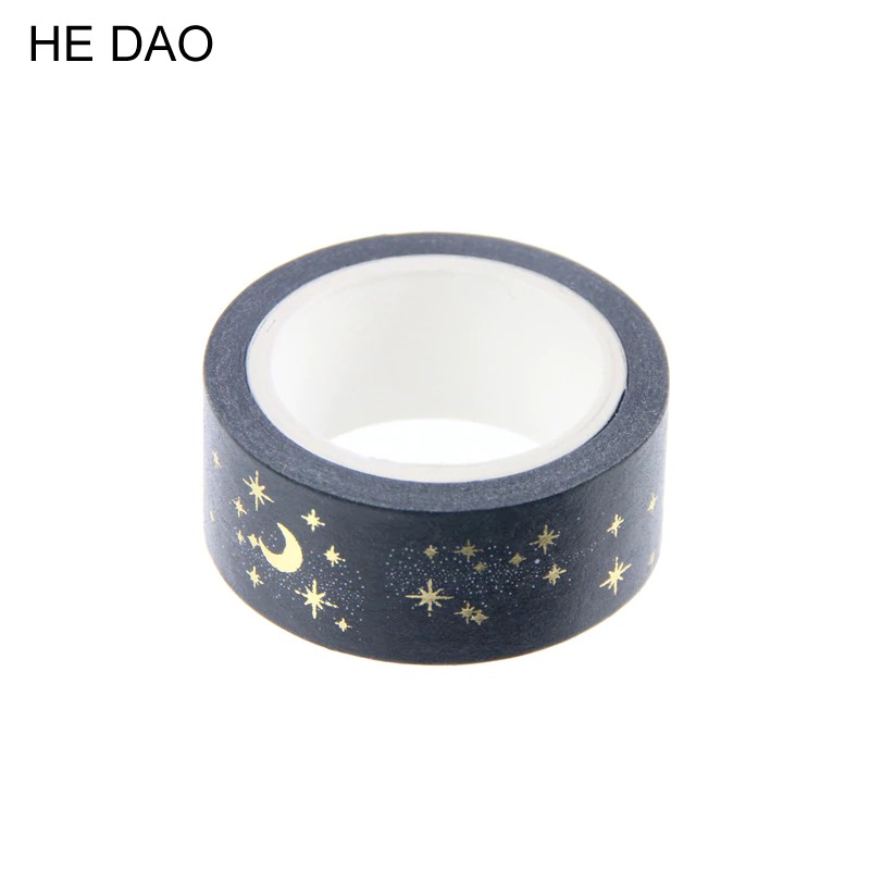 

Free ongkir 1 Pc / Pack Black Moon Stars Washi Paper Masking Tapes 1.5cm X 5m Diy Scrapbooking