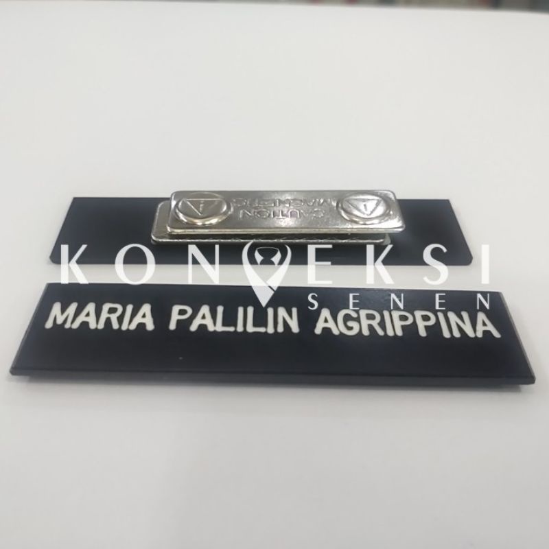 papan nama / name tag akrilik / nama dada grafir doff