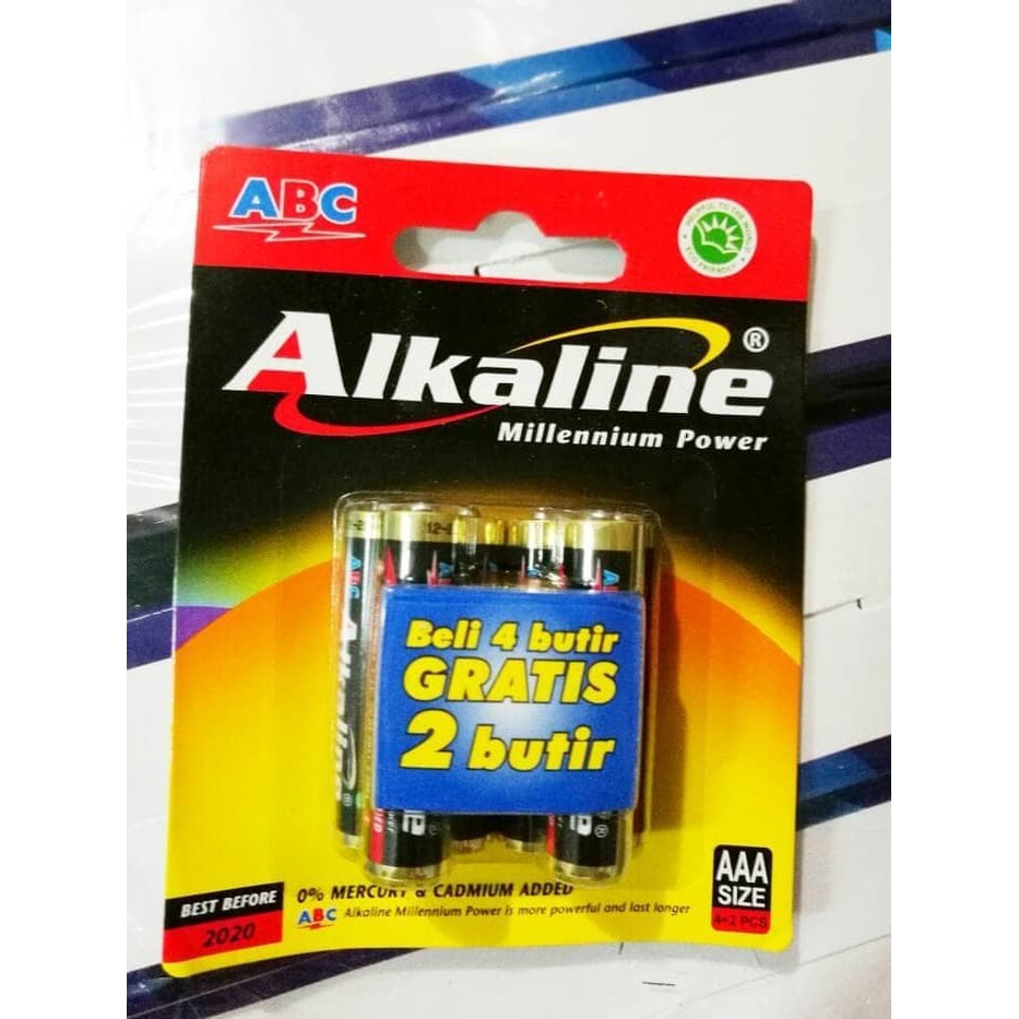 (COD) Baterai ABC ALKALINE AAA / A3 6Pcs | Battery ABC ALKALINE 4+2