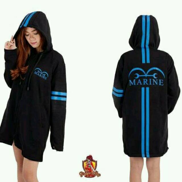 jubah anime one piece marine biru