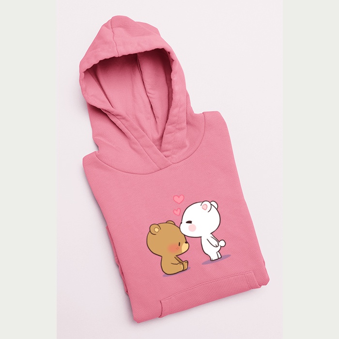 Hodie Wanita Korean Hoodie Bear Sweater Baby Pink sweater big size M L XL XXL XXXL XXXXL XXXXXL