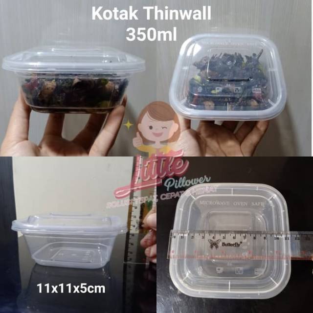 (ISI 50PCS - SQ350) Kotak Makan Lunch Box Mini Thinwall 350ml