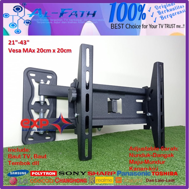 Bracket TV HISENSE 14 s/d 43 inch 6 ARAH FULL BESI SUPER KOKOH GARANSI 100% ORI