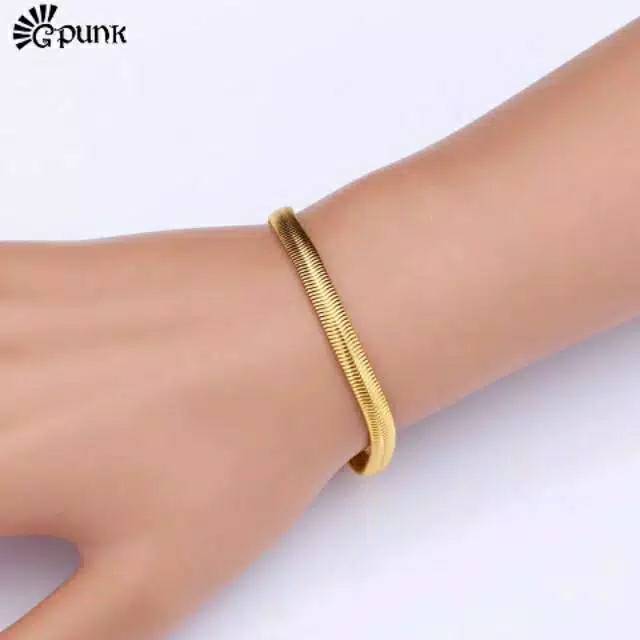 Fourfashion Gelang Tangan wanita  Rantai Belut lapis emas