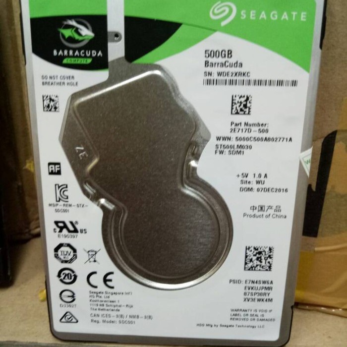 Seagate Barracuda 500GB Harddisk Laptop 2.5inch SATA Slim