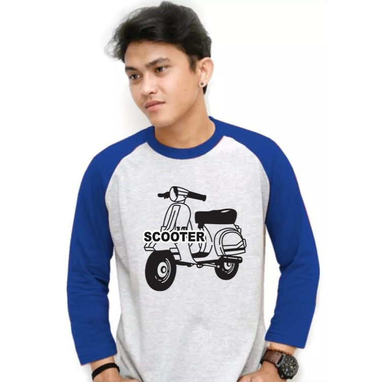 Myco | Kaos Raglan | Gambar Skuter | Kaos lengan panjang | Atasan Pria | Ukuran M - L - XL - XXL