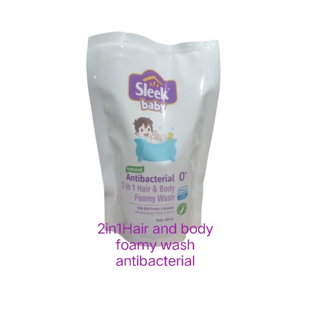 sleek sabun mandi cair anti bakteri 2in1 hair and body foamy wash 250ml