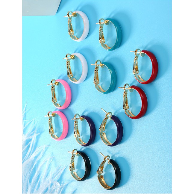 LRC Anting Tusuk Fashion Round Hoop Earrings D16553