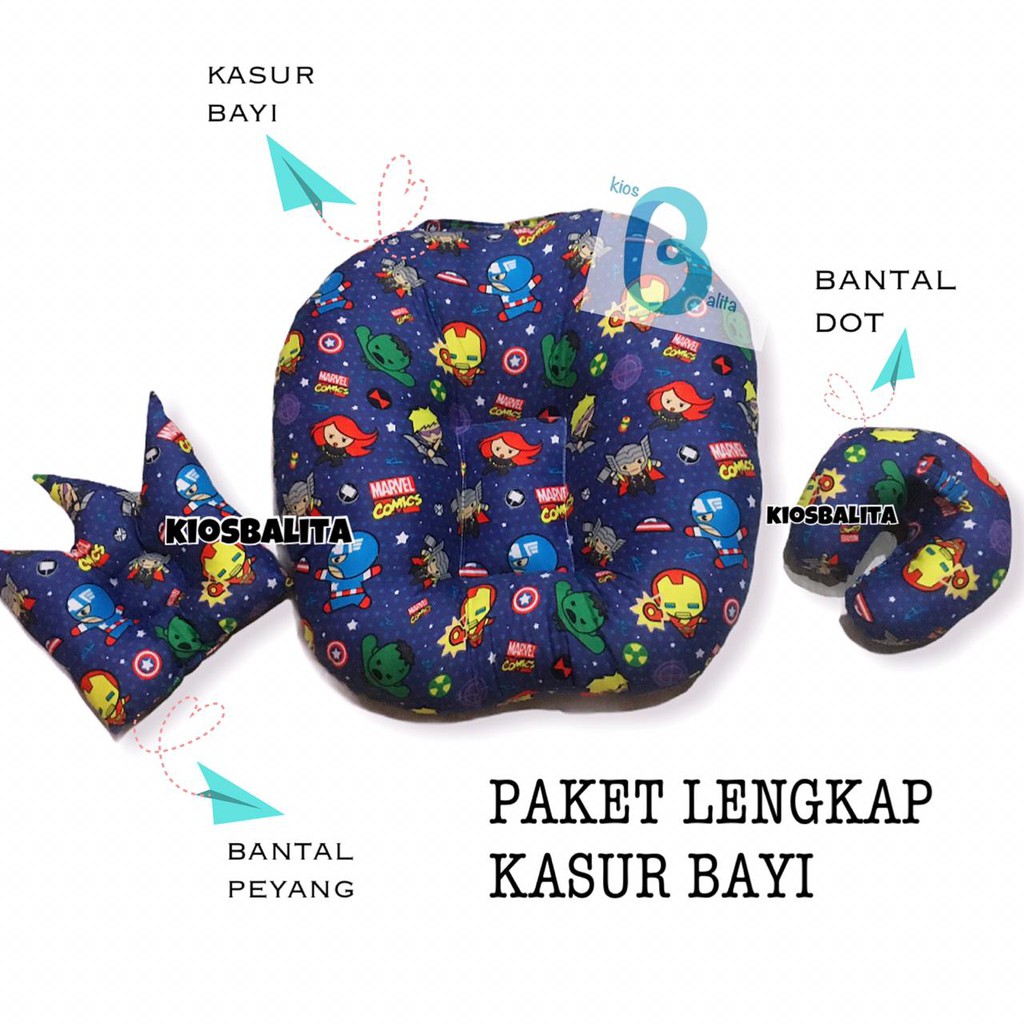 PAKET SOFA KASUR BAYI + BANTAL DOT BAYI + BANTAL PEYANG CROWN / KASUR TRAVELLING BAYI