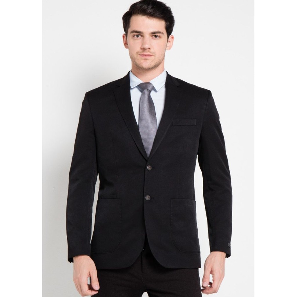 BLAZER HITAM FORMAL PRIA - JAS RESMI KANTOR SLIM CASUAL BLACK NIKAYU HIGH TWIST