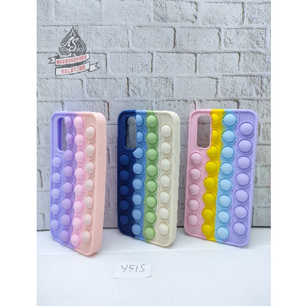 SILICONE CASE POP IT VIVO Y51 2020 - CASE PENGHILANG STRESS PUSH IT BUBBLE CASE RAINBOW