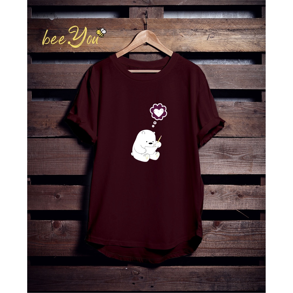 ICE BEAR WE BARE BEARS TSHIRT/ KAOS ICE BEAR MAROON / KAOS UNISEX/ KAOS WANITA