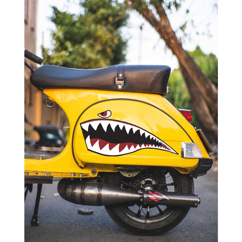 STICKER VESPA CUSTOM CUTTING SHARK STICKER VESPA HIU STICKER SCOOTER STICKER MOTOR LAWAS