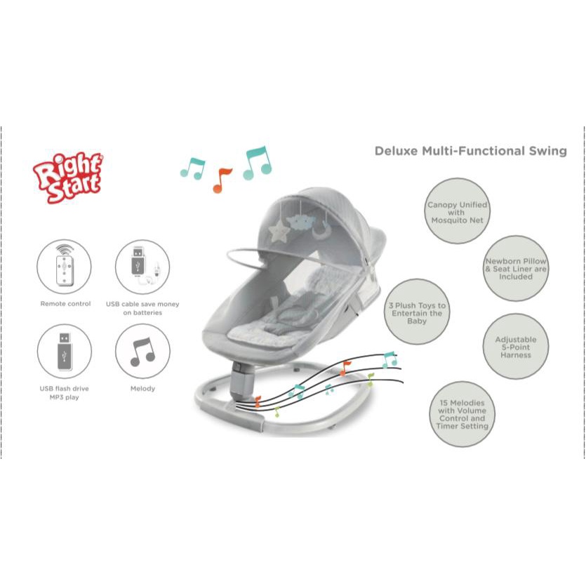 Right Start Cuddly Electric Remote Control Deluxe Baby Swing Ayunan Otomatis Anak Bayi Automatic Bouncer