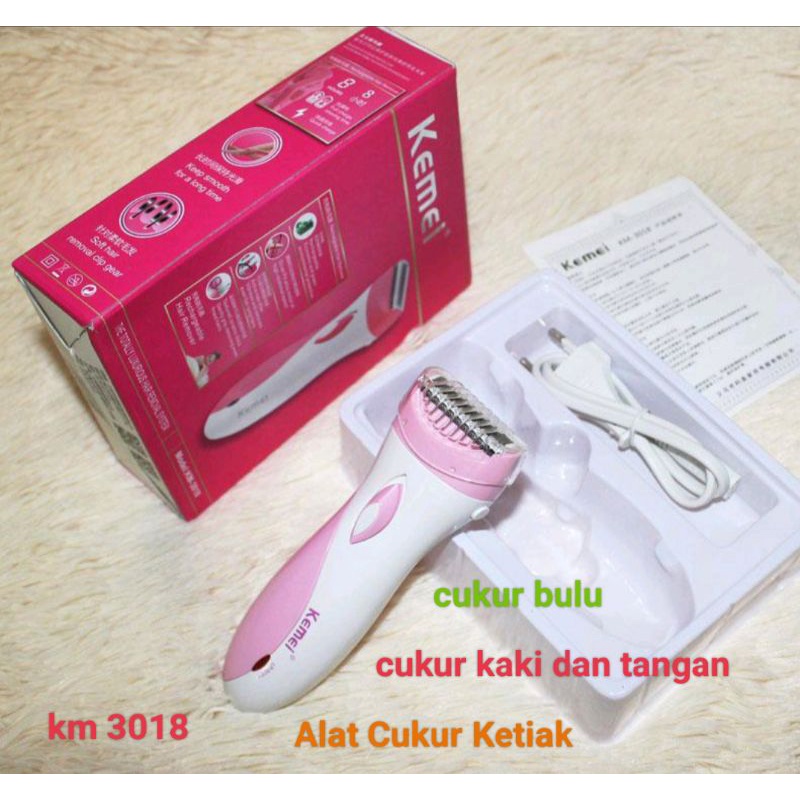 Alat Cukur Rambut Bulu Ketiak Kaki Tangan Wanita Kemei Km 3018 mesin Potong Bulu Kemaluan cewek