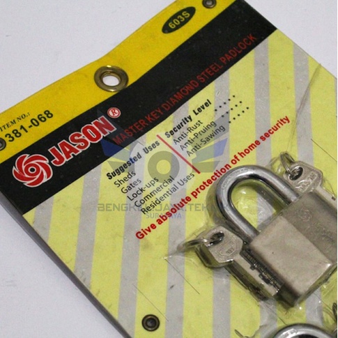 3pcs Gembok 60mm Leher Pendek / Gembok Segitiga Anti Cut JASON (381-068)