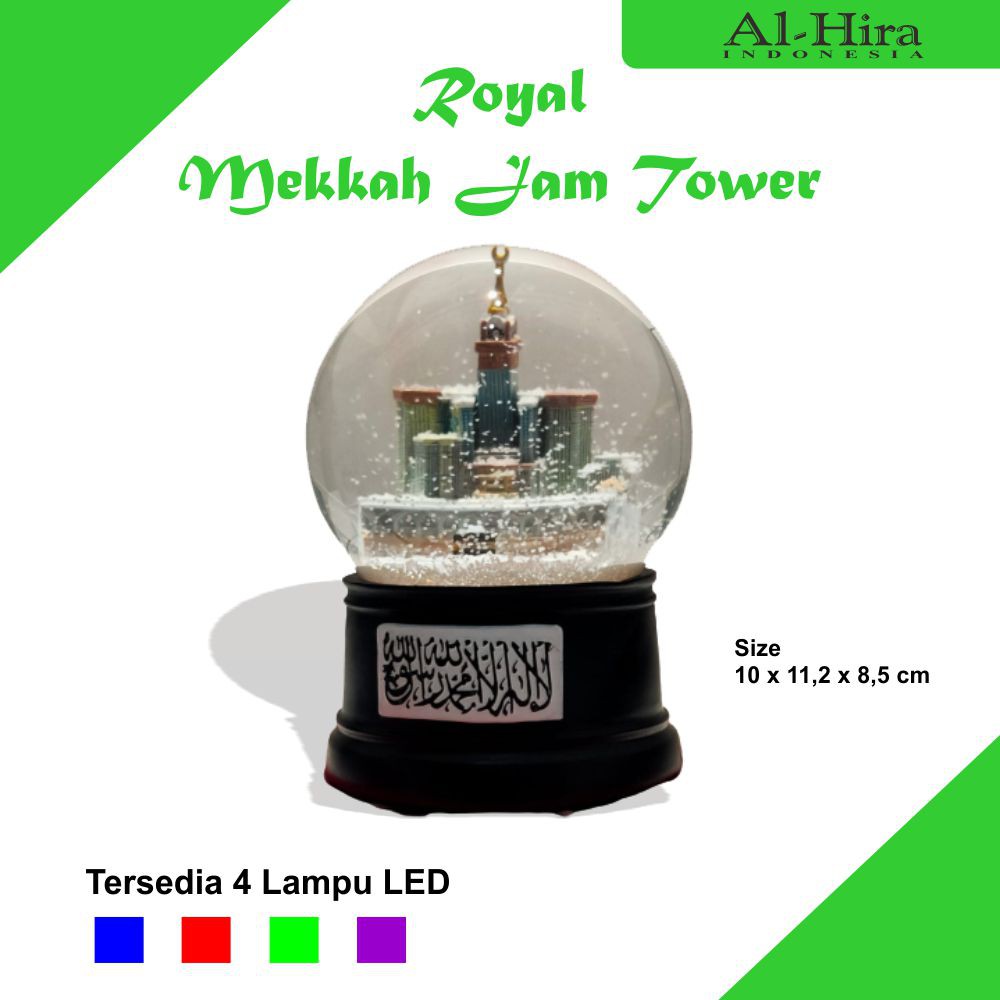 Miniatur Bola Salju Kabah Makkah Royal Clock Tower Lampu  4 warna