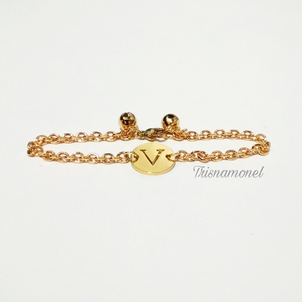SIMPEL DAN ELEGAN !!! gelang custom huruf suka-suka gold dan silver size anak sampai dewasa