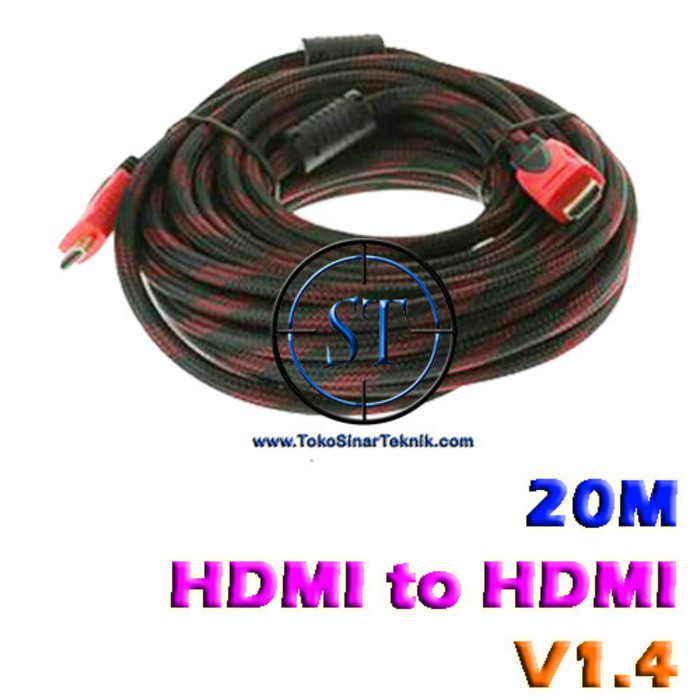 Kabel HDMI to HDMI 20M GOLD PLATE HIGH Quality for Video Digital Audio 1.4 Tebal Full HD Televisi TV panjang 20 Meter