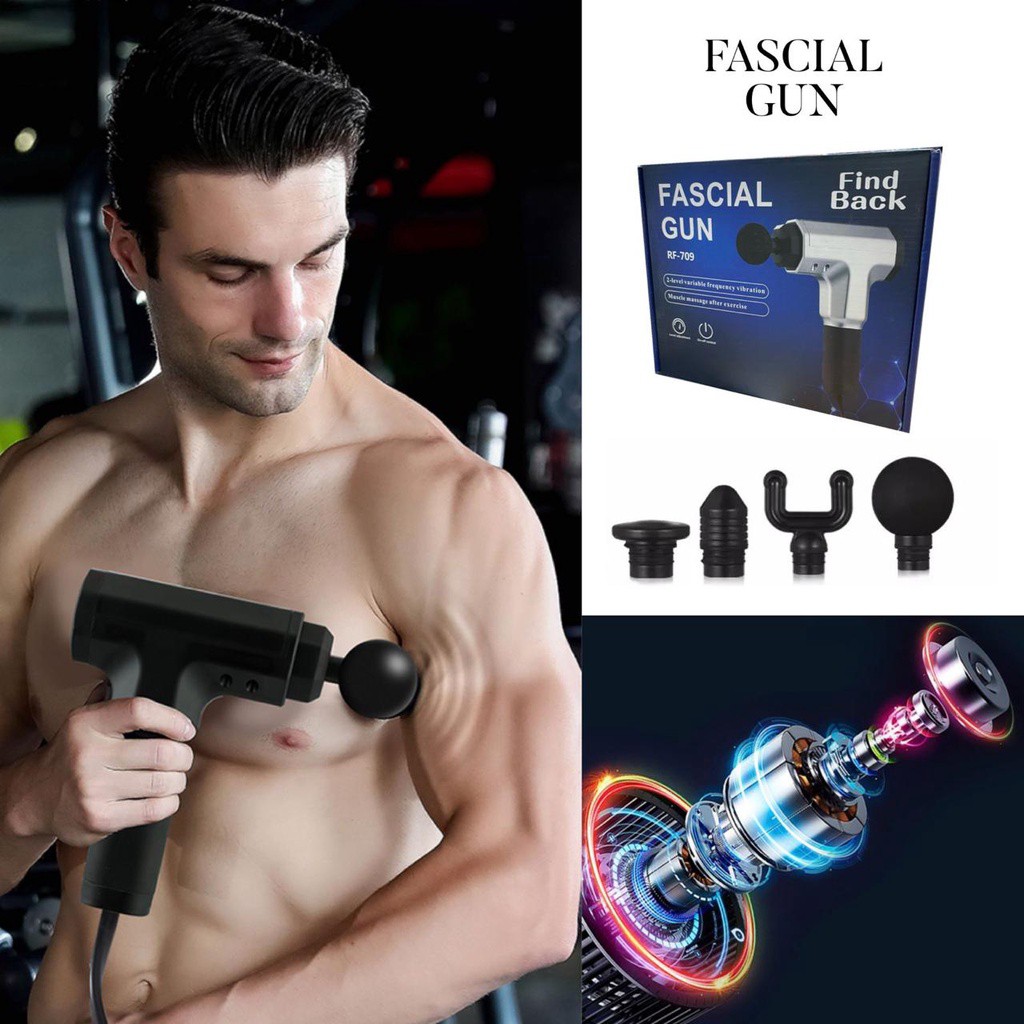 Fascial Gun Massage Alat Pijat Getar Terapi Otot Massager Gym Pembentuk Otot RF709