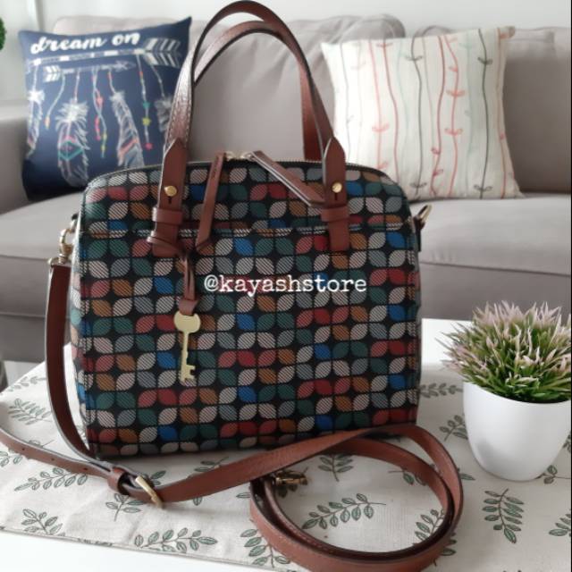 PRELOVED FOSSIL RACHEL SATCHEL BLACK MULTI