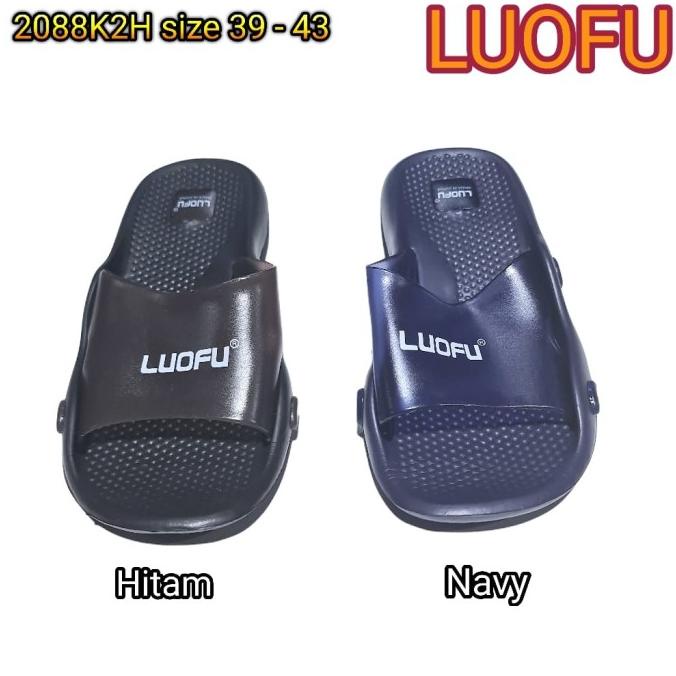 [Man] 2088-C Hitam Sendal Sandal Cowok Luofu Kop Kekinian Import [Sandal]