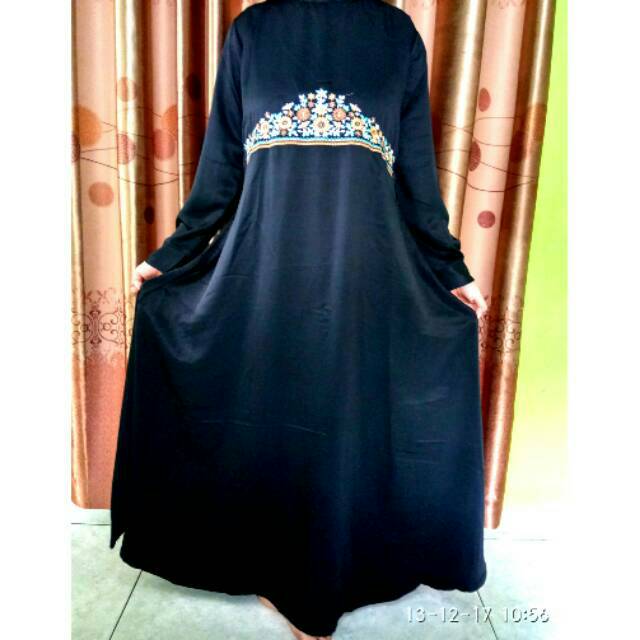 abaya bordir mahkota flower / gamis syar'i klok mayung / maxi dress muslim bordir