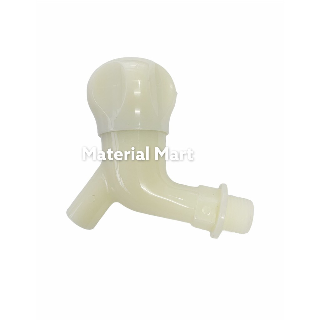 Keran Air PVC 1/2 Inch Belimbing | Kran Tembok Plastik Putar 3/4 Inch | Material Mart